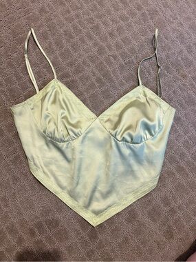 Green Satin bandana top